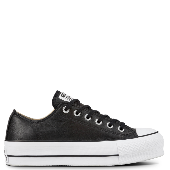 Converse All Star Leather Platform Low (Black/White)