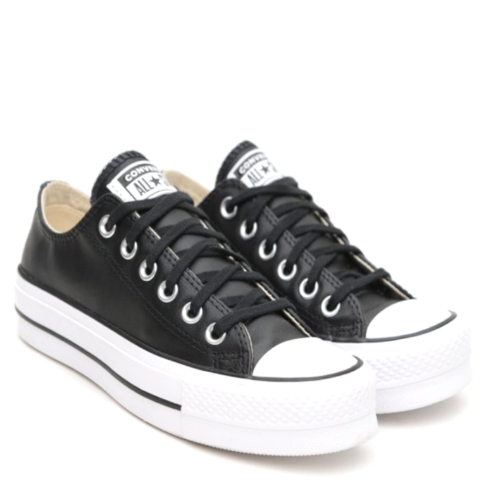 Converse All Star Leather Platform Low (Black/White)
