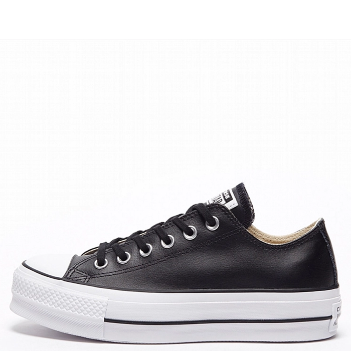 Converse All Star Leather Platform Low (Black/White)